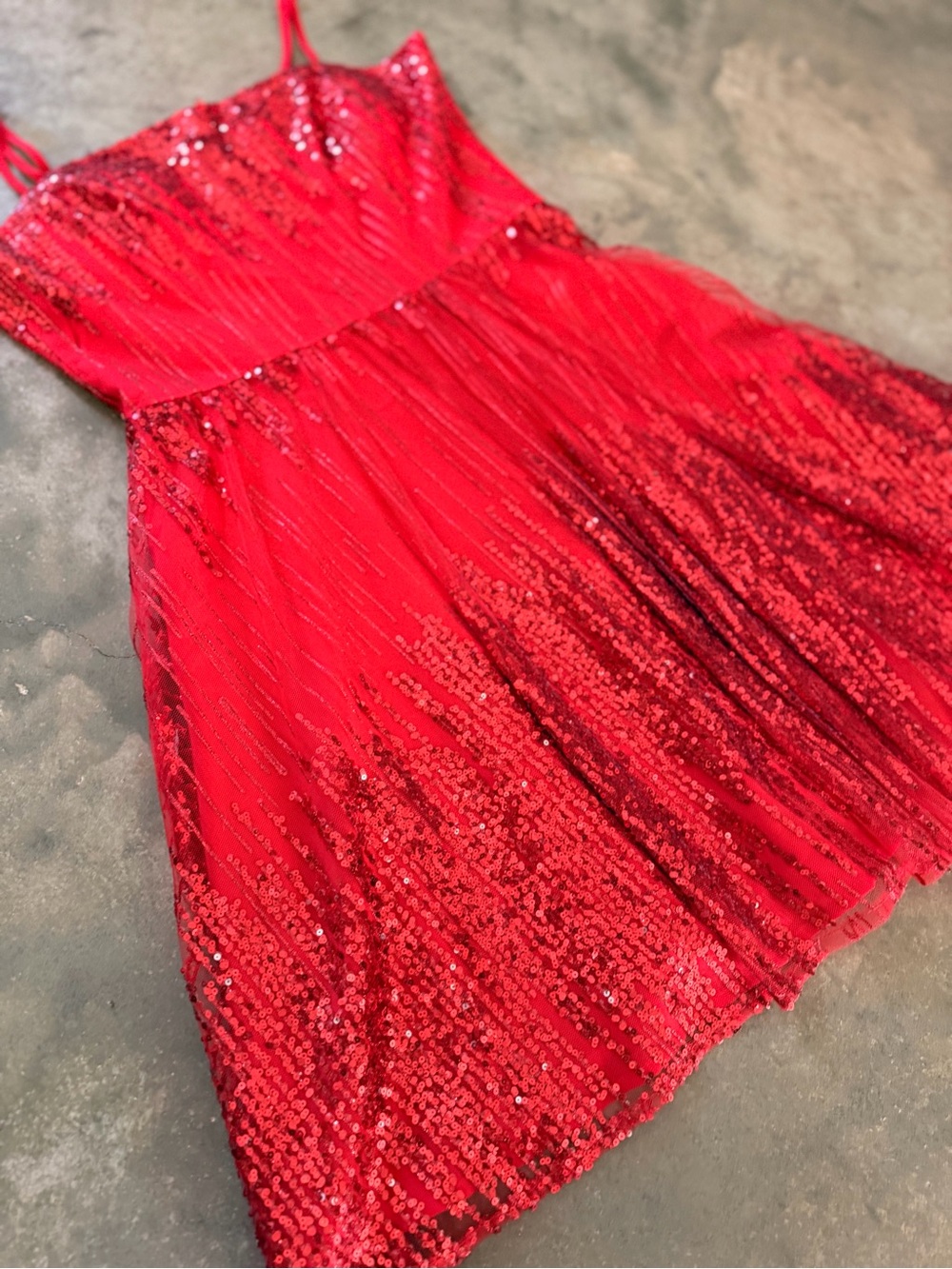 Soieblu Red Sequin Fit & Flare Mini Party Dress Sleeveless Size Medium - Picture 2 of 12
